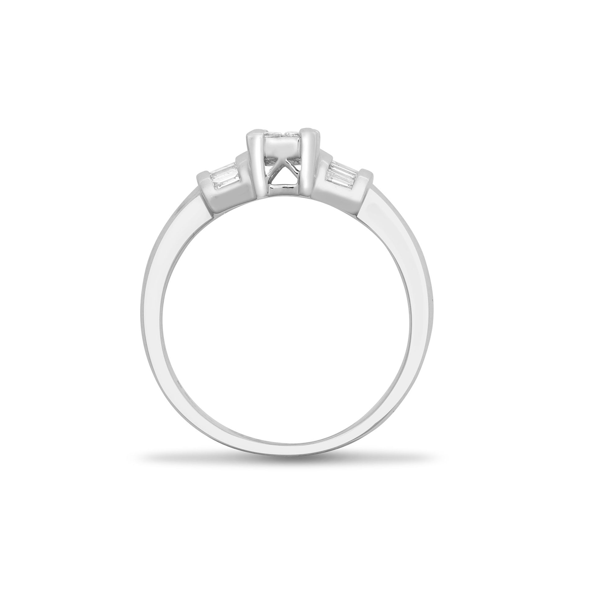 18ct White 0.58ct Natural Diamond Princess Cut & Baguette Ring