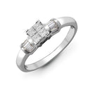 18ct White 0.58ct Natural Diamond Princess Cut & Baguette Ring