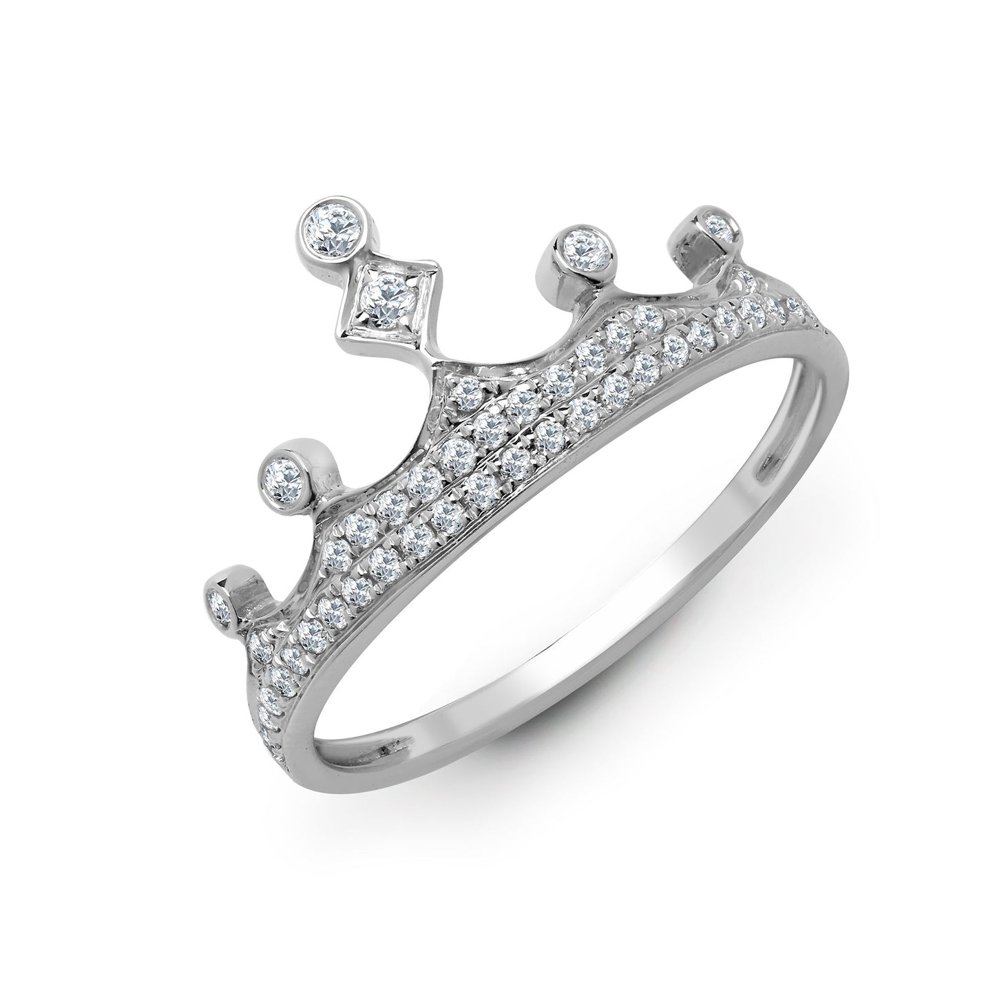 18ct White 0.24ct Natural Diamond Crown Ring