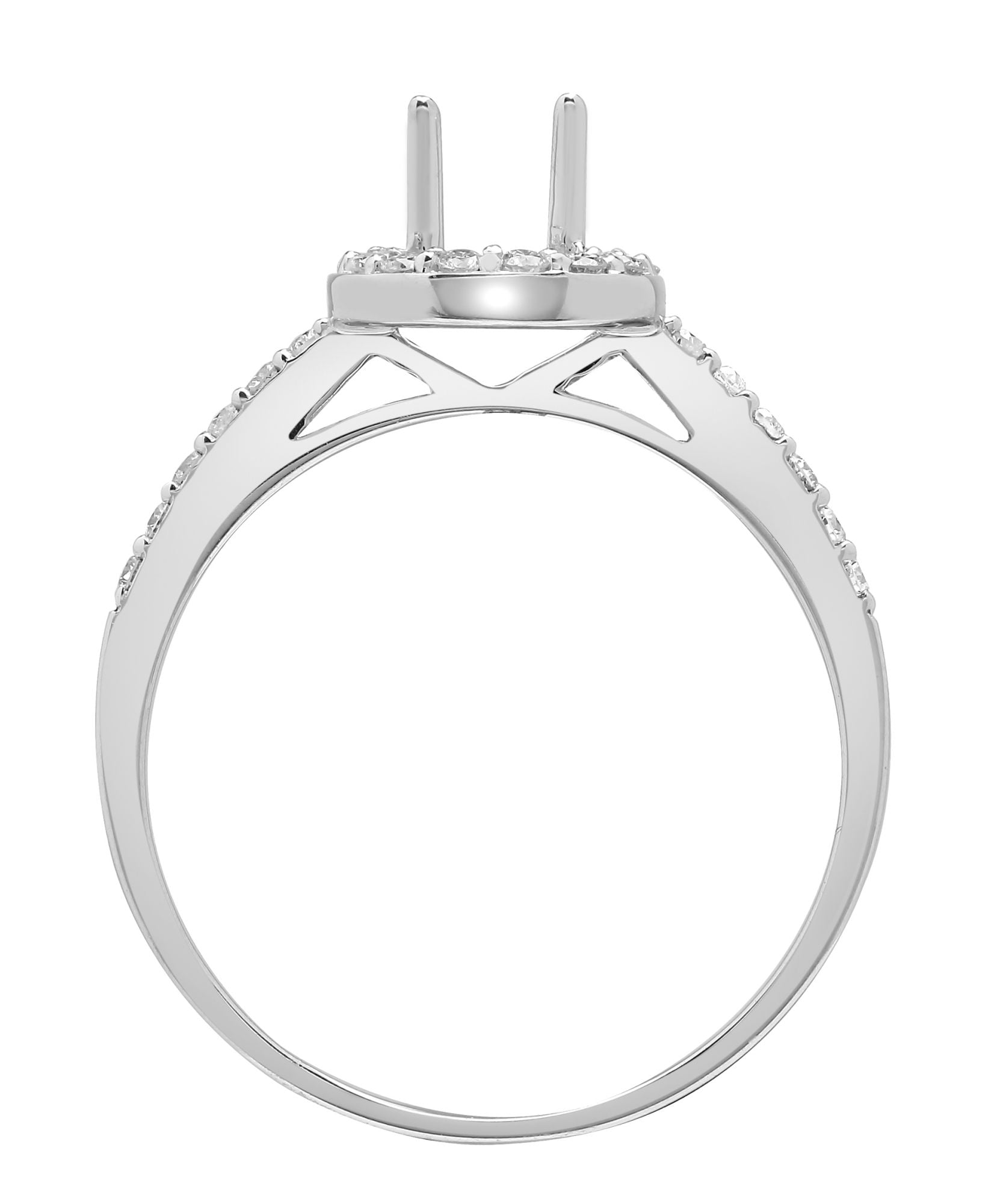 18ct White 0.26ct Natural Diamond Semi Set Halo Ring - Holds 0.75ct