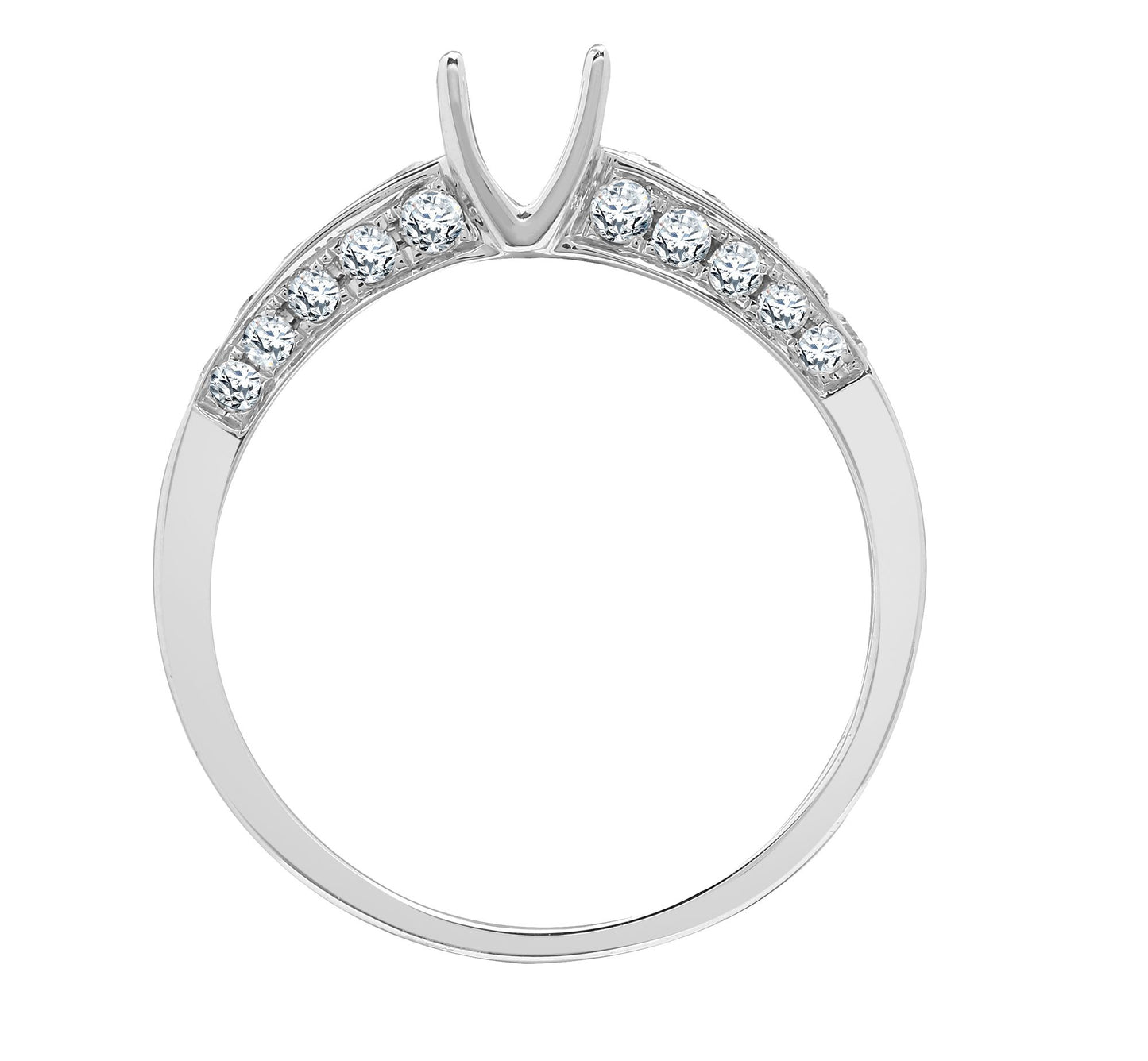 18ct White 0.52ct Natural Diamond Semi Set Ring - Holds 0.50ct