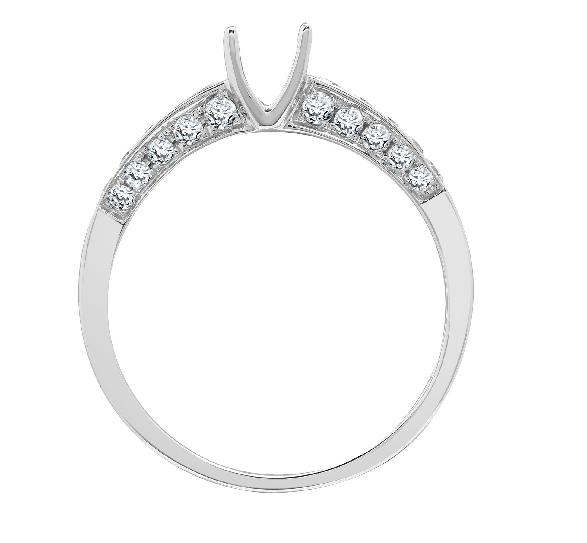18ct White 0.52ct Natural Diamond Semi Set Ring - Holds 0.50ct