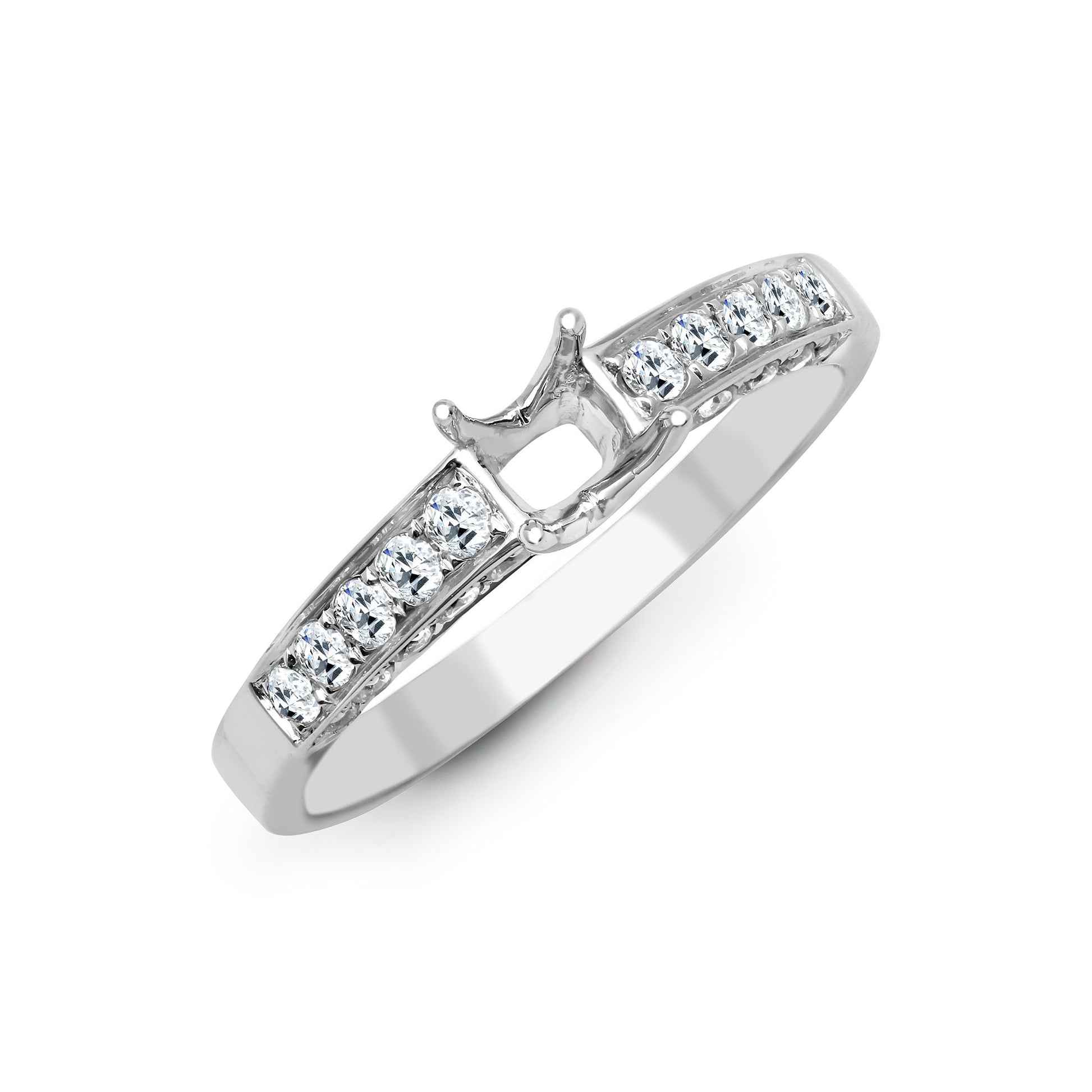 18ct White 0.52ct Natural Diamond Semi Set Ring - Holds 0.50ct