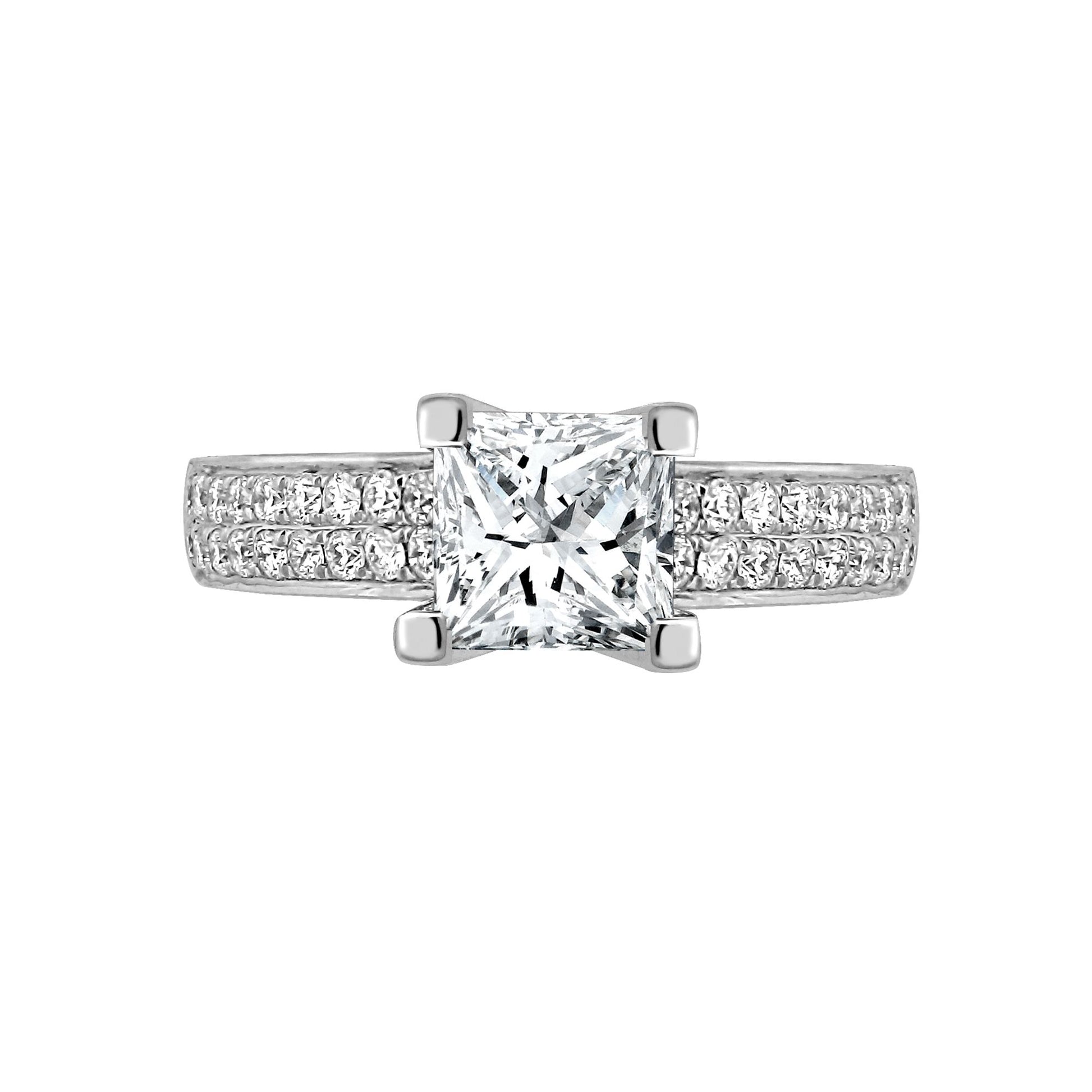 18ct White 0.43ct Natural Diamond Semi Set Ring - Holds 0.50ct