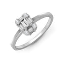 18ct White Gold 0.57ct Natural Diamond RBC & Baguette Ring