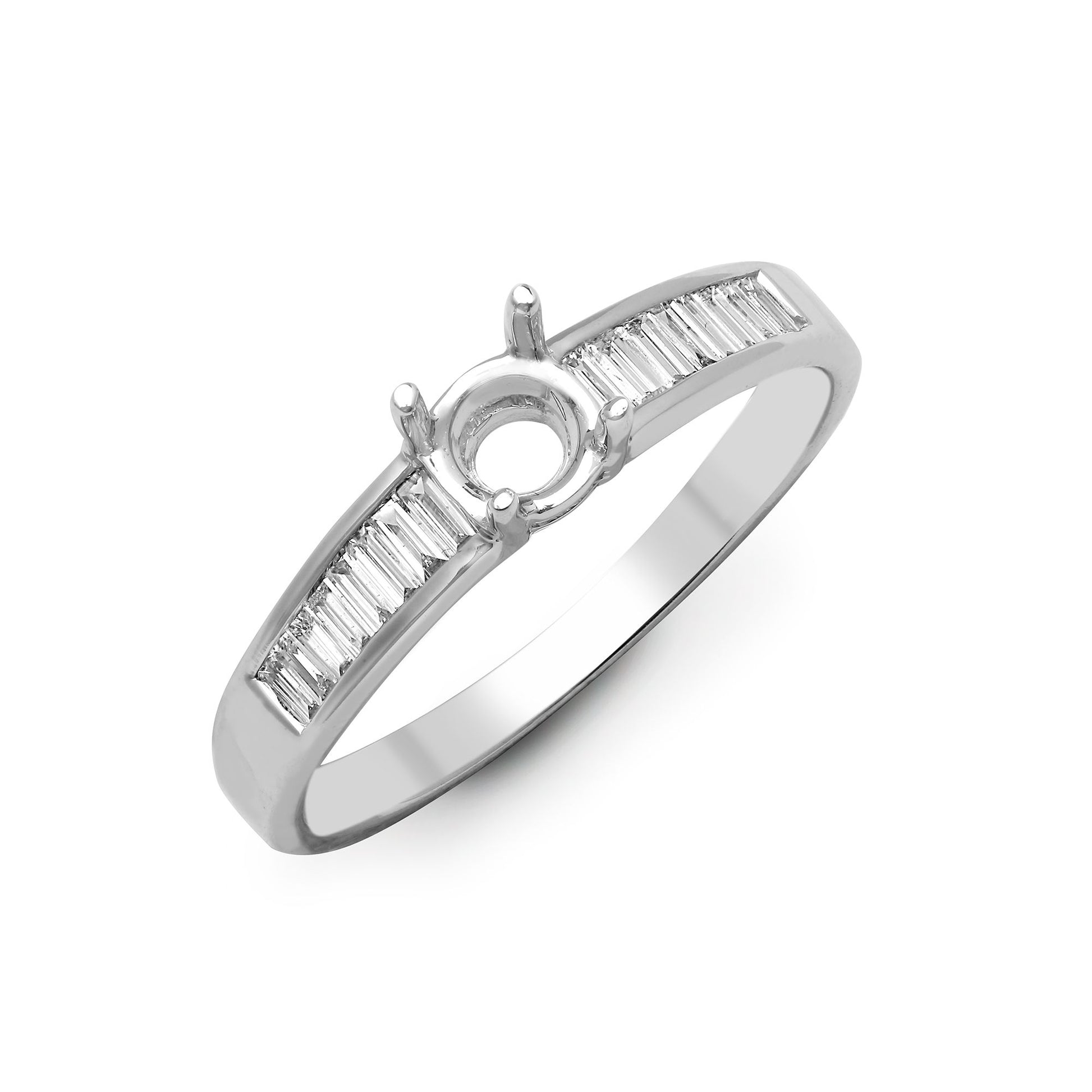 18ct White 0.26ct Natural Diamond Semi Set Ring - Holds 0.50ct