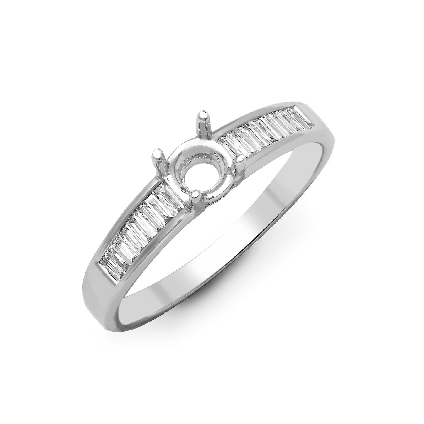 18ct White 0.26ct Natural Diamond Semi Set Ring - Holds 0.75ct