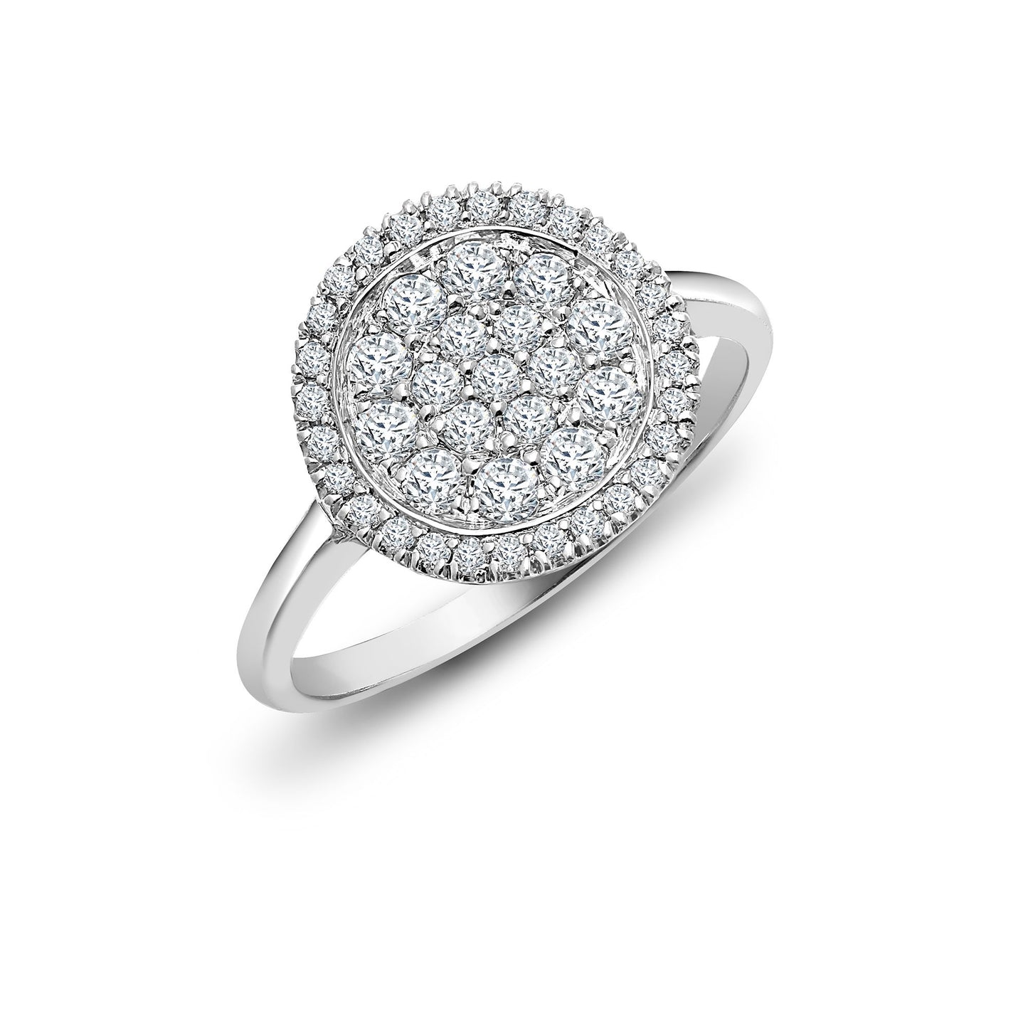 18ct White 0.55ct Natural Diamond Cluster Circle Ring