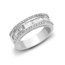 18ct White Round & Baguette Natural Diamond Ring