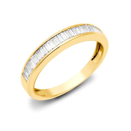 18ct Yellow 0.75ct Natural Diamond Baguette 1\2 Eternity Ring
