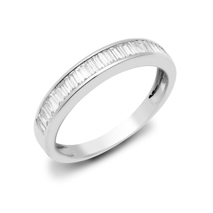 18ct White 1.00ct Natural Diamond Baguette 1\2 Eternity Ring