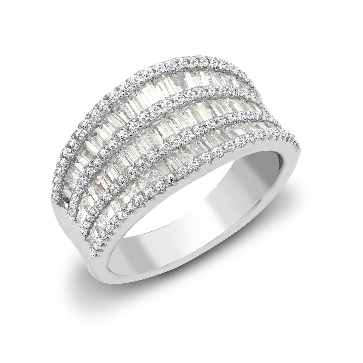 18ct White 2.21ct Round & Baguette Natural Diamond Ring