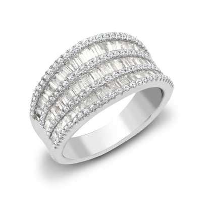 18ct White 2.21ct Round & Baguette Natural Diamond Ring