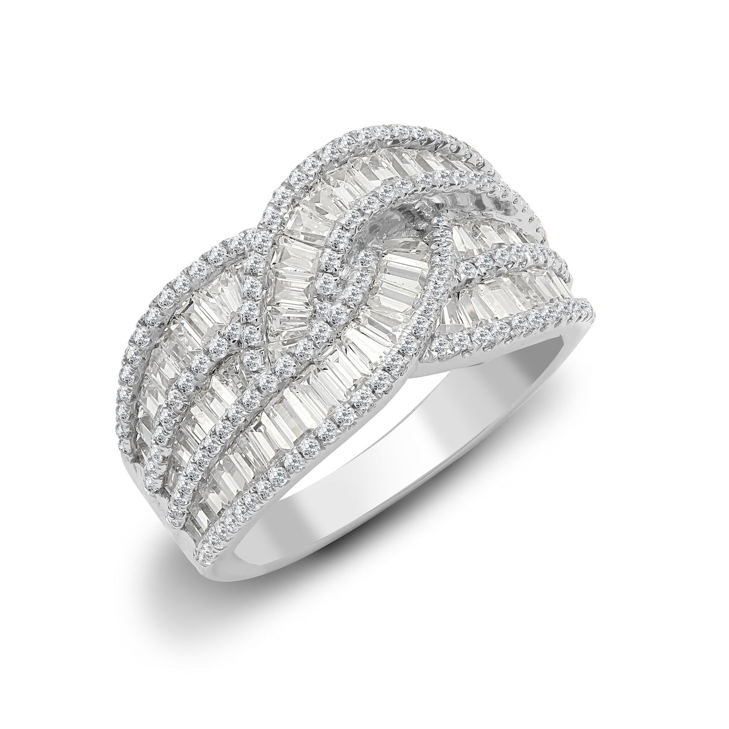 18ct White 1.83ct Round & Baguette Natural Diamond Ring