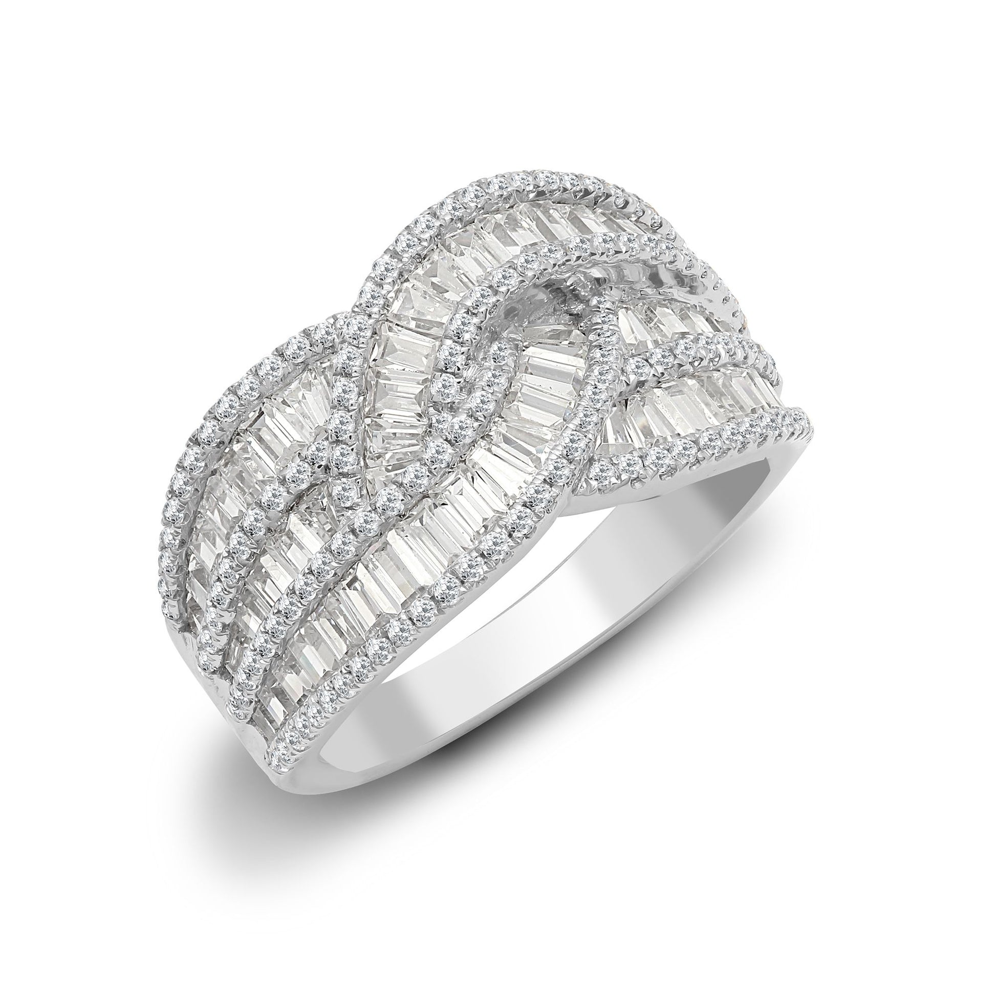18ct White 1.83ct Round & Baguette Natural Diamond Ring