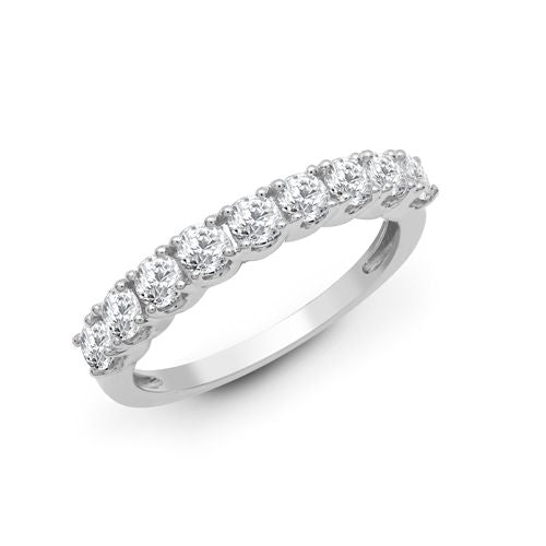 18ct White 1.00ct 9 stone Claw Set 1/2 ET Ring