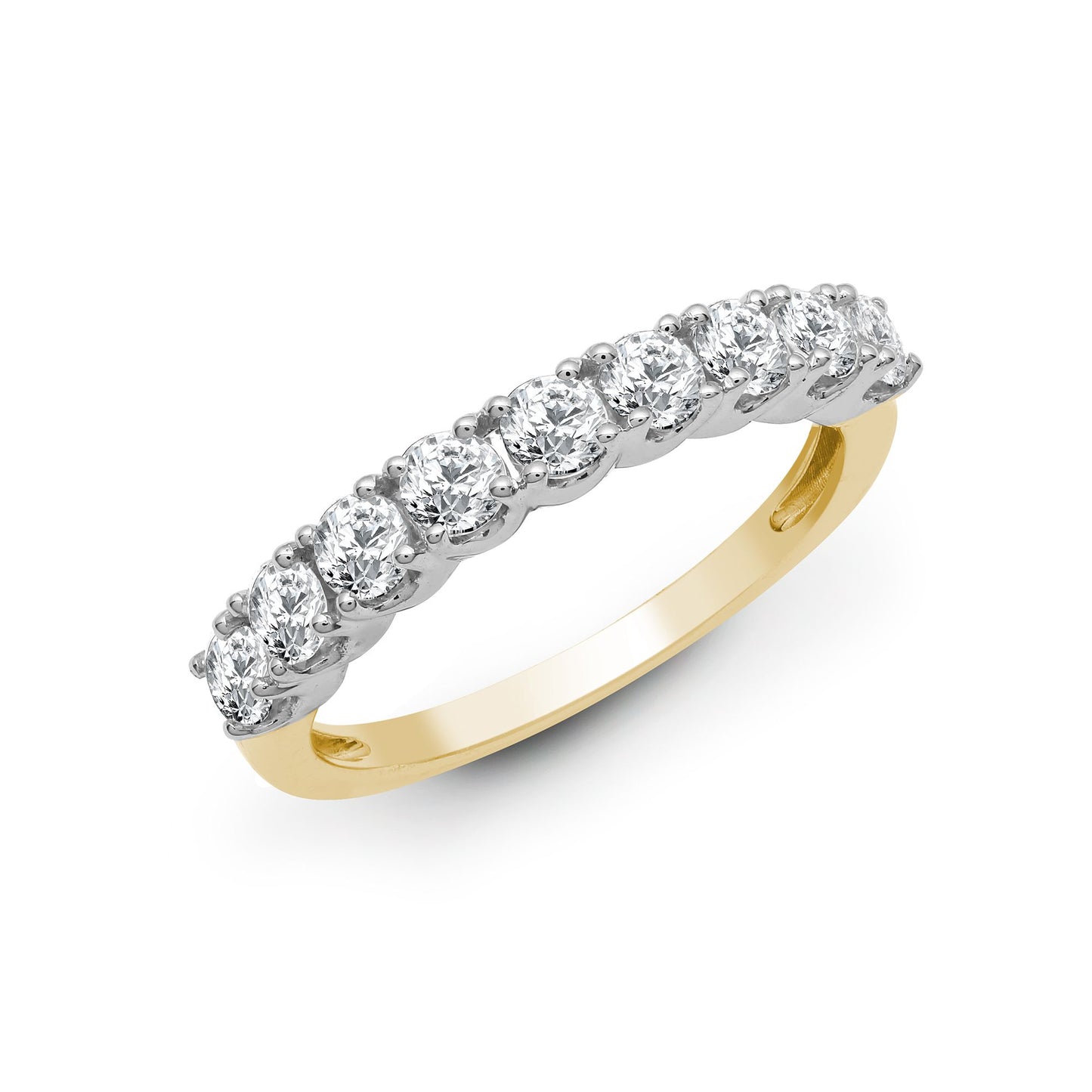 18ct Yellow/White 0.50ct 9 stone Claw Set 1/2 ET Ring