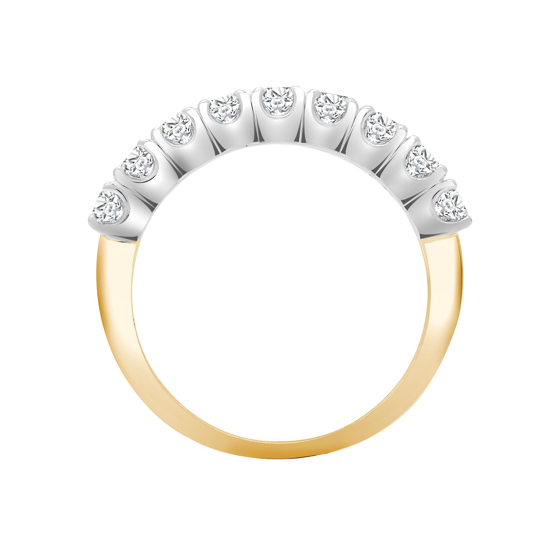 18ct Yellow/White 0.75ct 9 stone Claw Set 1/2 ET Ring