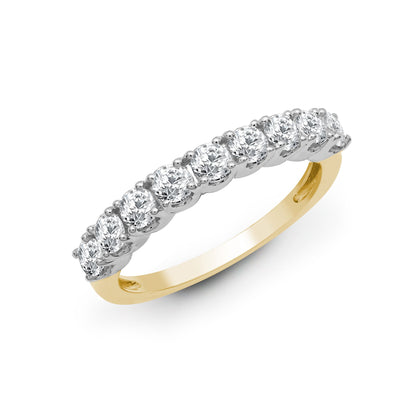 18ct Yellow/White 1.00ct 9 stone Claw Set 1/2 ET Ring