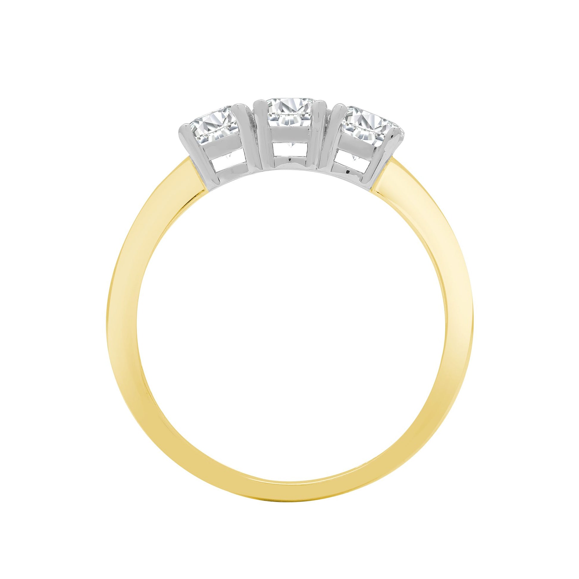 18ct Yellow/White 0.25ct Natural Diamond Claw Set Trilogy Ring