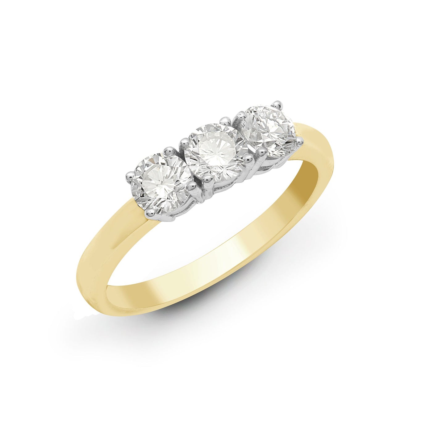 18ct Yellow/White 0.25ct Natural Diamond Claw Set Trilogy Ring