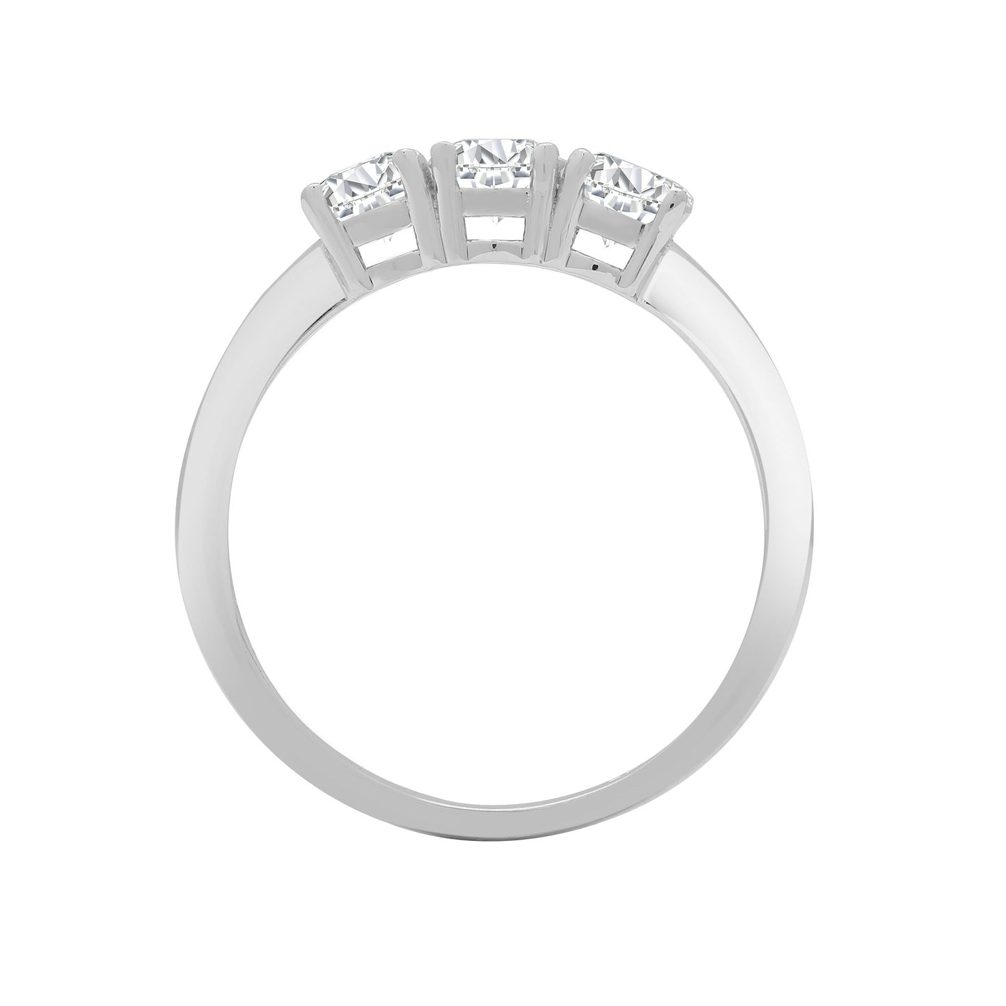 18ct White 0.75ct Natural Diamond Claw Set Trilogy Ring