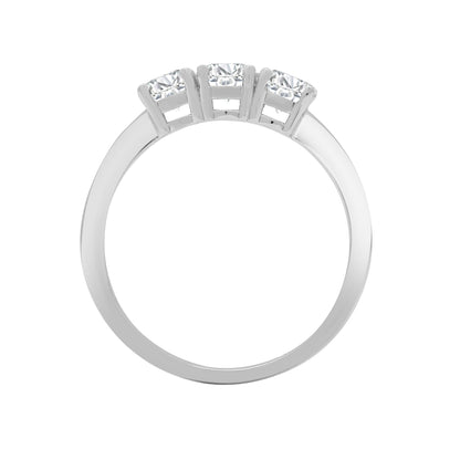 18ct White 0.75ct Natural Diamond Claw Set Trilogy Ring