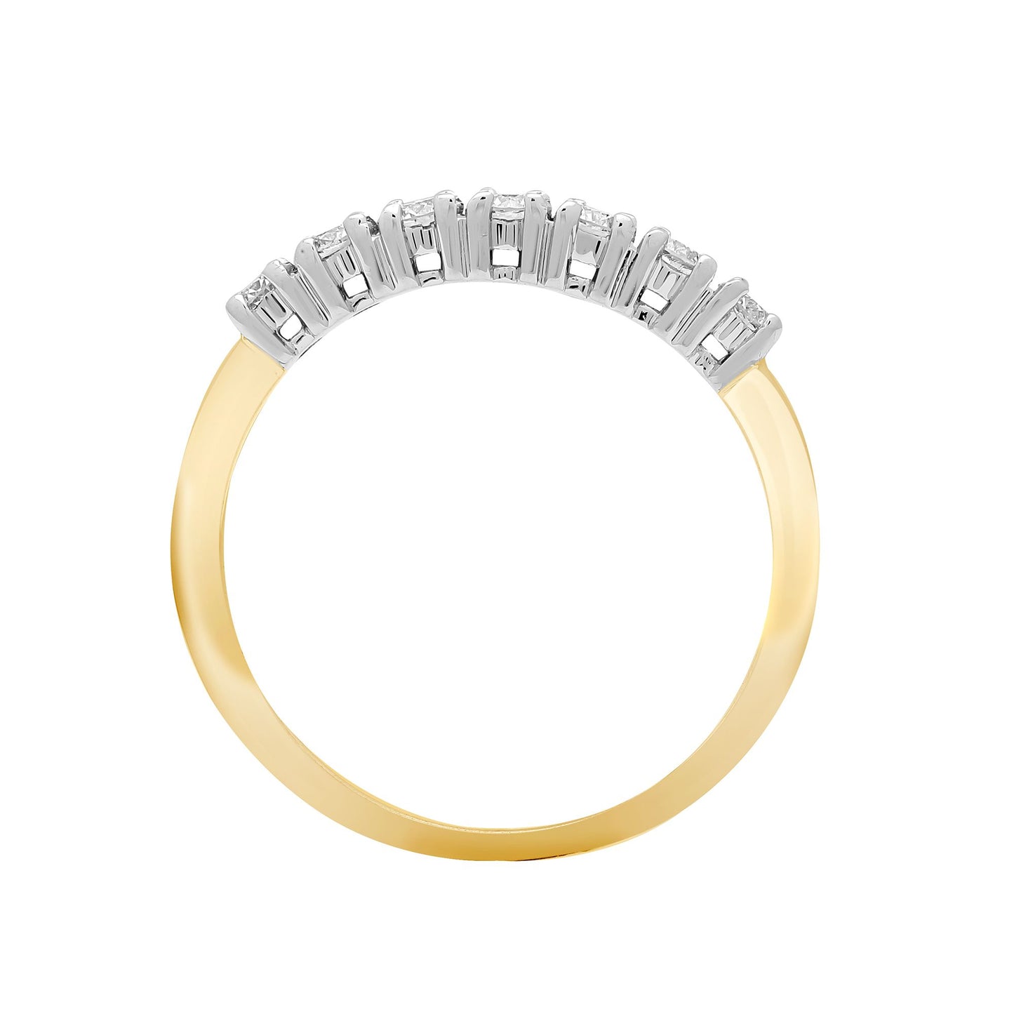 18ct Yellow/White 0.75ct Natural Diamond 7 stone 1/2 ET Ring