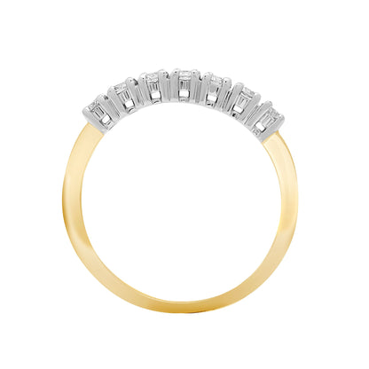 18ct Yellow/White 1.25ct Natural Diamond 7 stone 1/2 ET Ring
