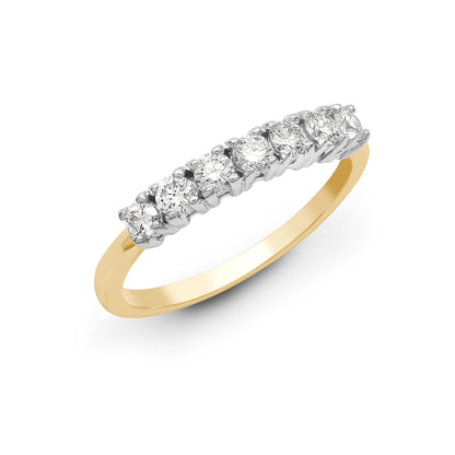 18ct Yellow/White 1.50ct Natural Diamond 7 stone 1/2 ET Ring