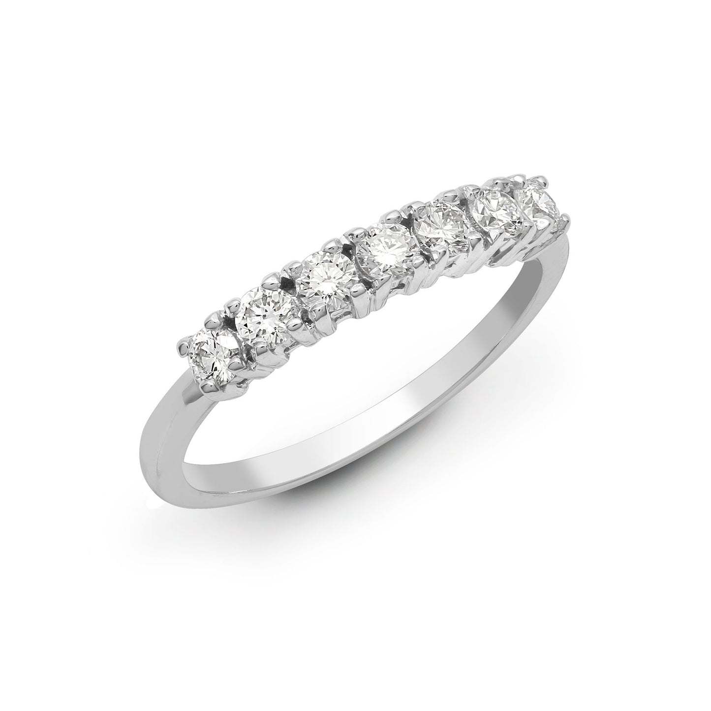 18ct White 1.00ct Natural Diamond 7 stone 1/2 ET Ring