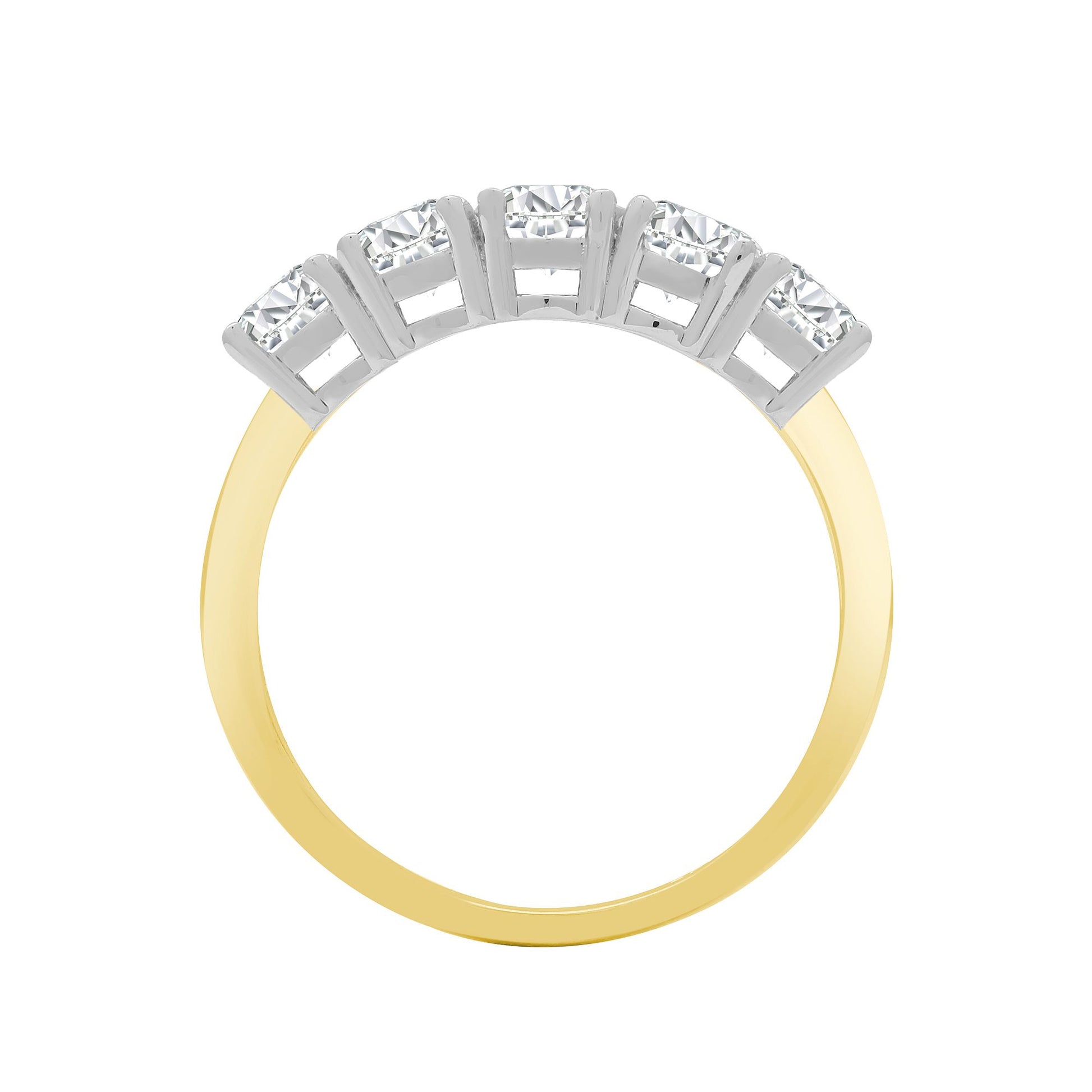 18ct Yellow/White 0.50ct Natural Diamond 5 stone Ring