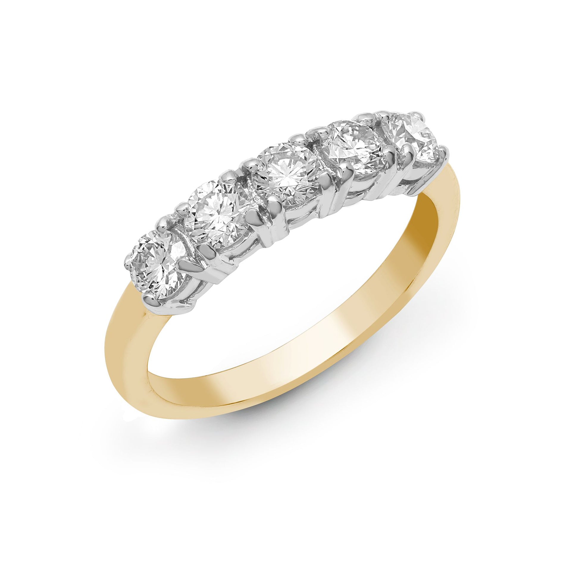 18ct Yellow/White 1.00ct Natural Diamond 5 stone Ring