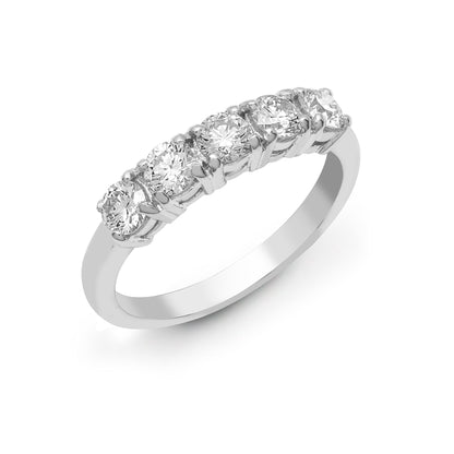 18ct White 1.50ct Natural Diamond 5 stone Ring