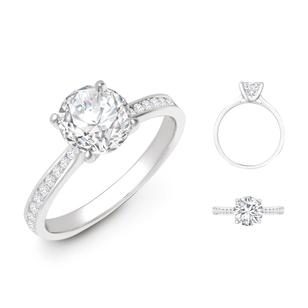 Lab 18ct White Gold 0.18ct Diamond Channel-set Wed-fit Ring Mount + 0.70ct Diamond