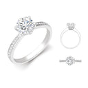 Lab 18ct White Gold 0.24ct Diamond Pave set 6-claw Ring Mount + Diamond