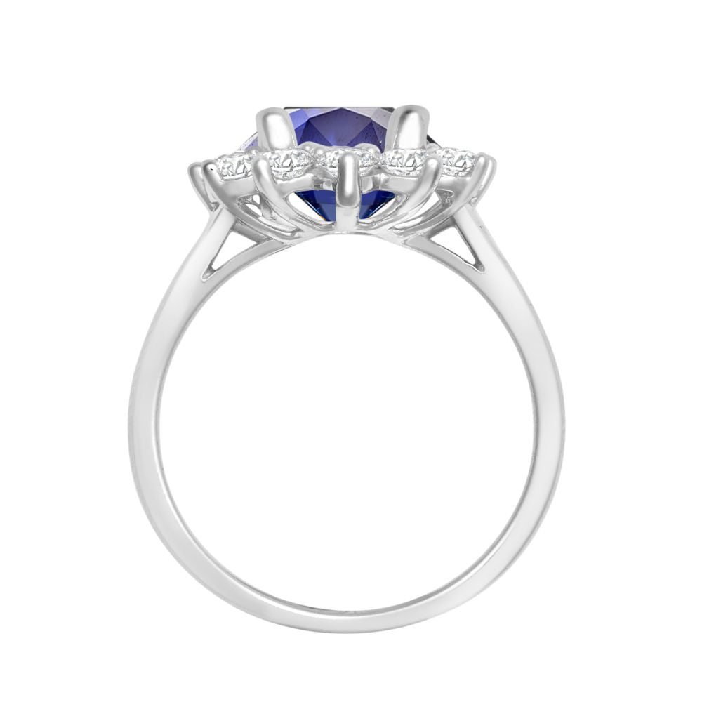 I | 18ct White Gold 0.96ct Natural Diamond Claw-set Cluster Halo Oval Ring - Holds 9x7mm Sapphire 2.00cts
