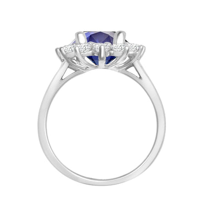 I | 18ct White Gold 0.96ct Natural Diamond Claw-set Cluster Halo Oval Ring - Holds 9x7mm Sapphire 2.00cts