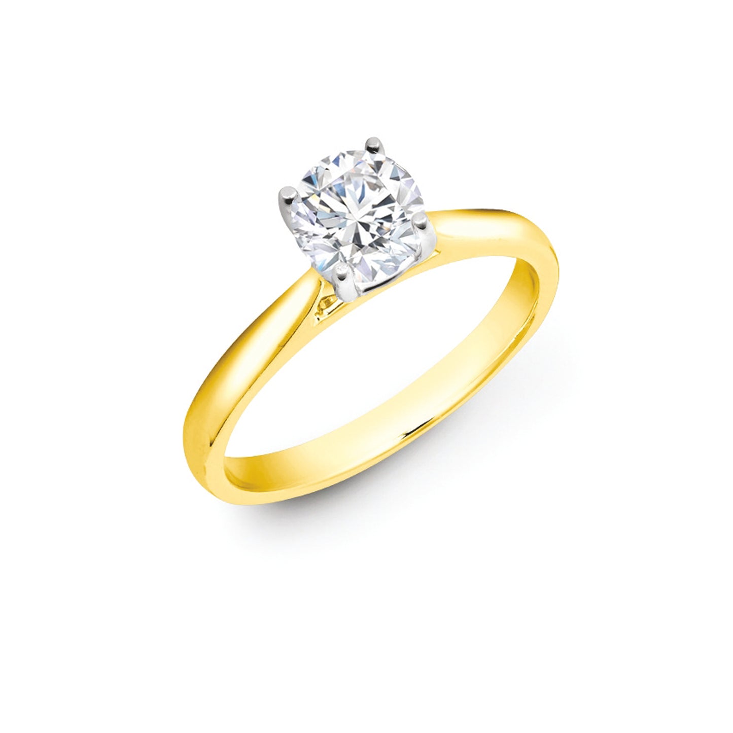 Lab 18ct Yellow Gold 2.00ct Round Brilliant Cut Solitaire Wed Fit Diamond Ring