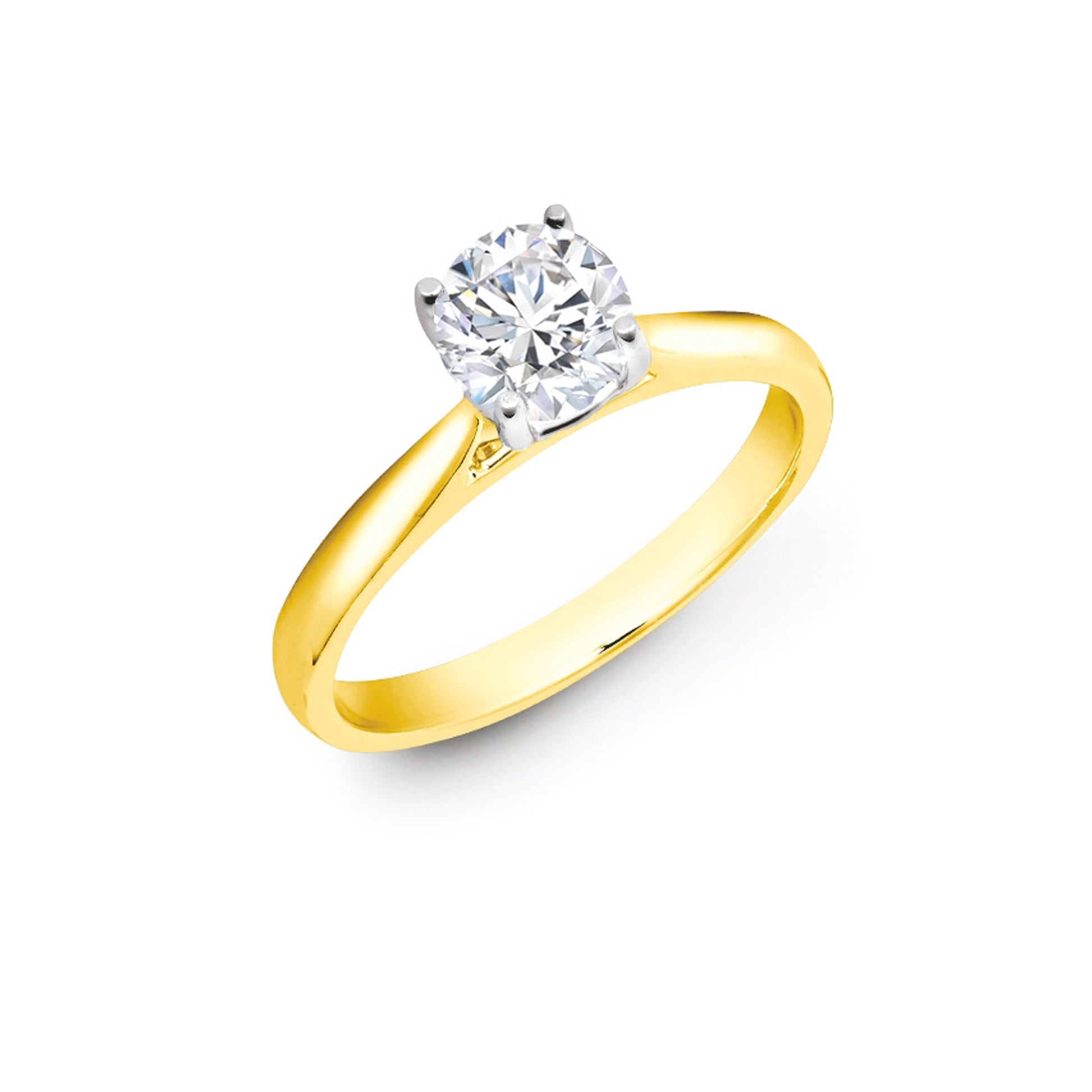 18ct Yellow Gold 50pts Round Brilliant Cut Solitaire Wed Fit Natural Diamond Ring
