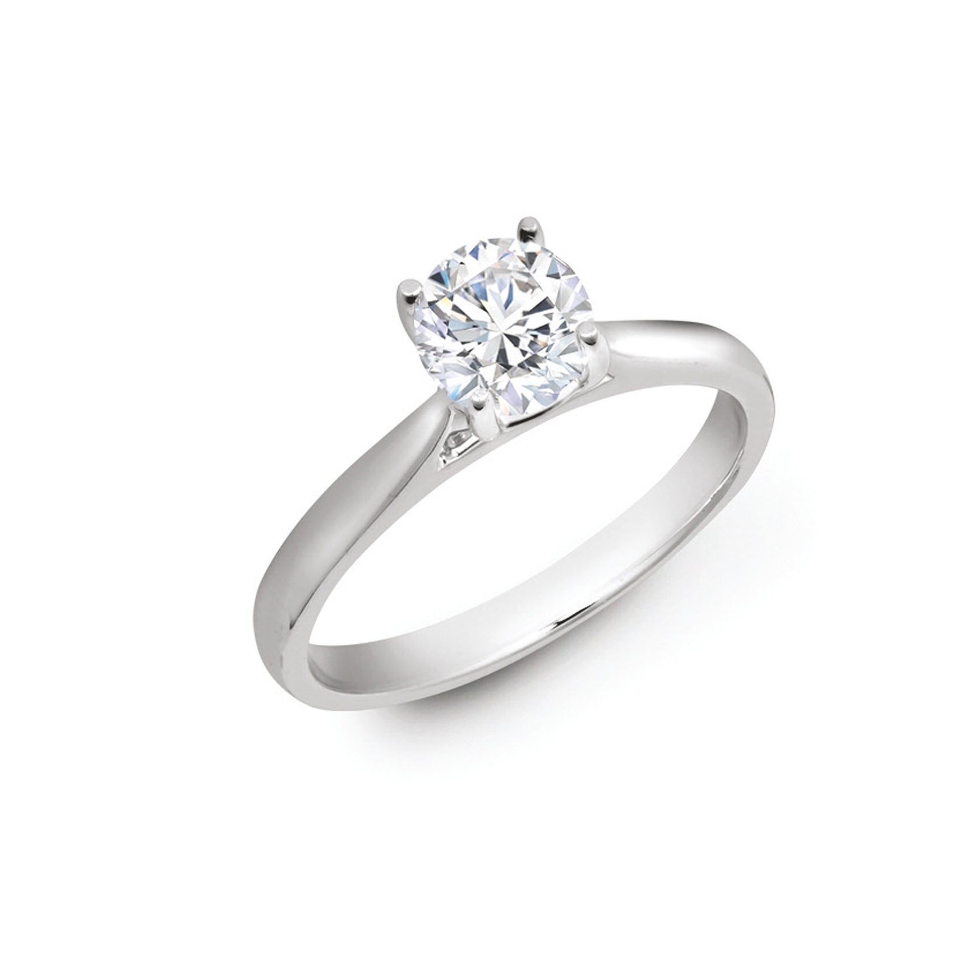 9ct White Gold 1.00ct Round Brilliant Cut Solitaire Wed Fit Lab Grown Diamond Ring