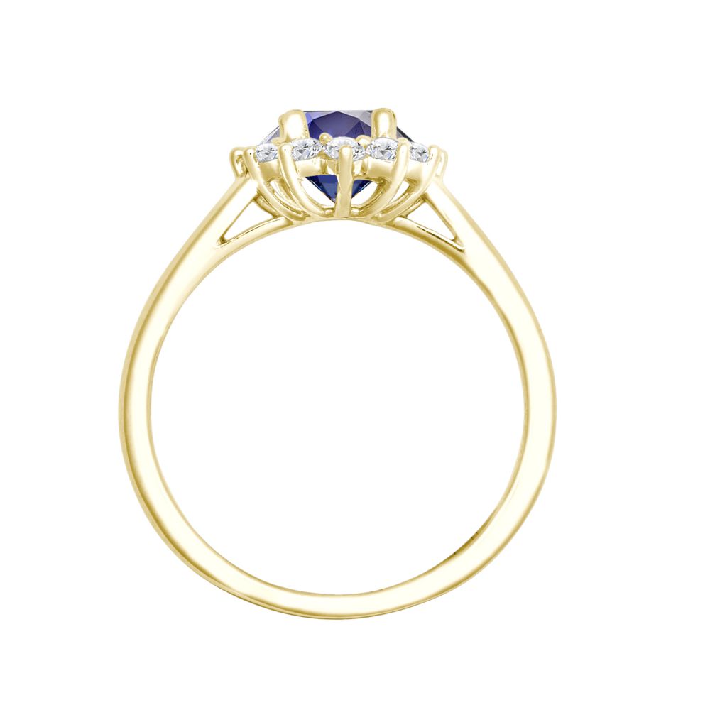 I | 18ct Yellow Gold 0.35ct Natural Diamond Claw-set Cluster Halo Oval Ring - Holds 7x5mm Sapphire 0.75cts