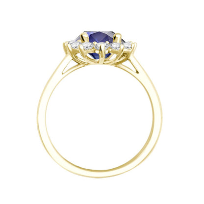 I | 18ct Yellow Gold 0.62ct Natural Diamond Claw-set Cluster Halo Oval Ring - Holds 8x6mm Sapphire 1.25cts