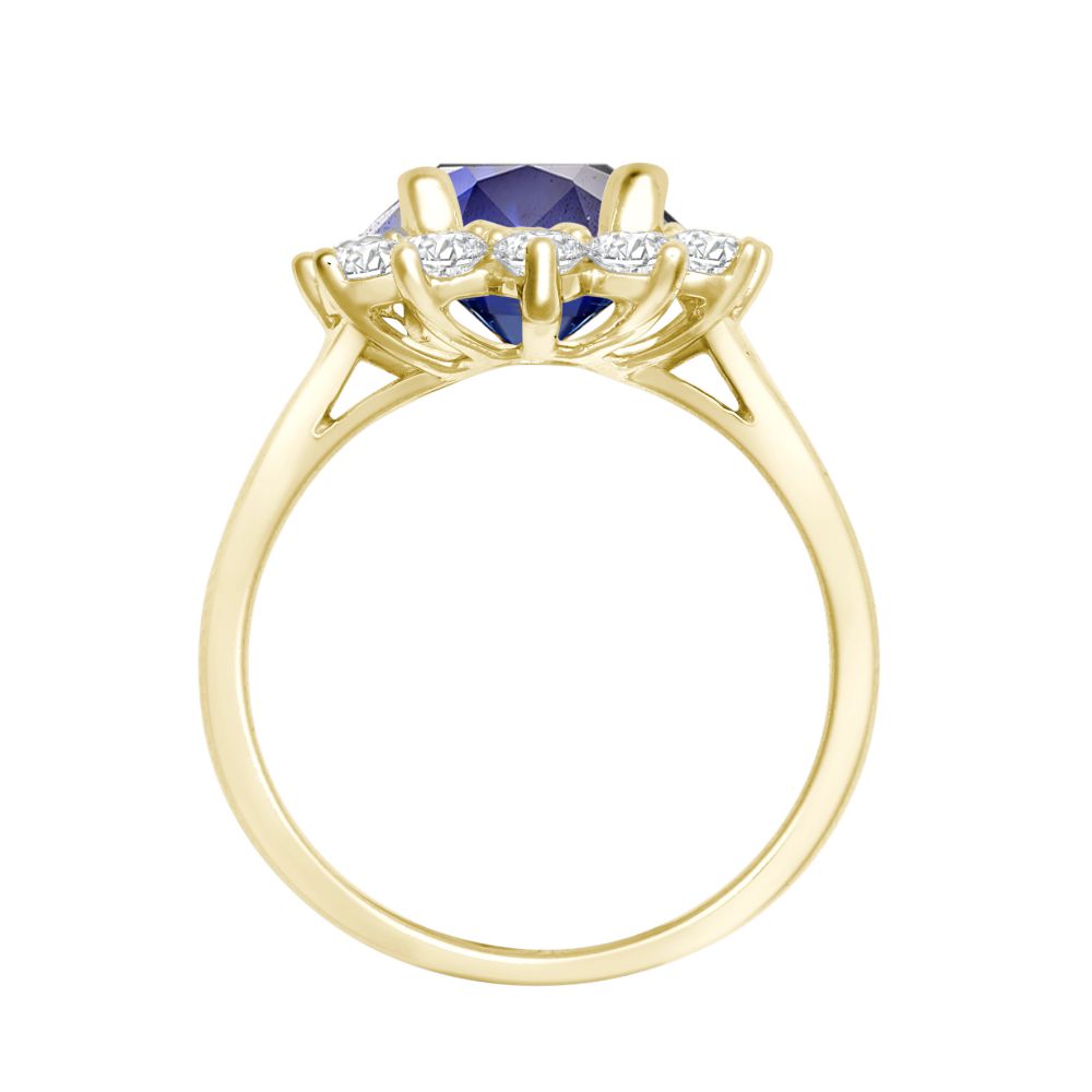I | 18ct Yellow Gold 0.96ct Natural Diamond Claw-set Cluster Halo Oval Ring - Holds 9x7mm Sapphire 2.00cts