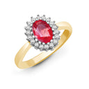 18ct Yellow Gold Natural Diamond And Ruby Ring