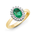 18ct Yellow Gold Natural Diamond And Emerald Ring