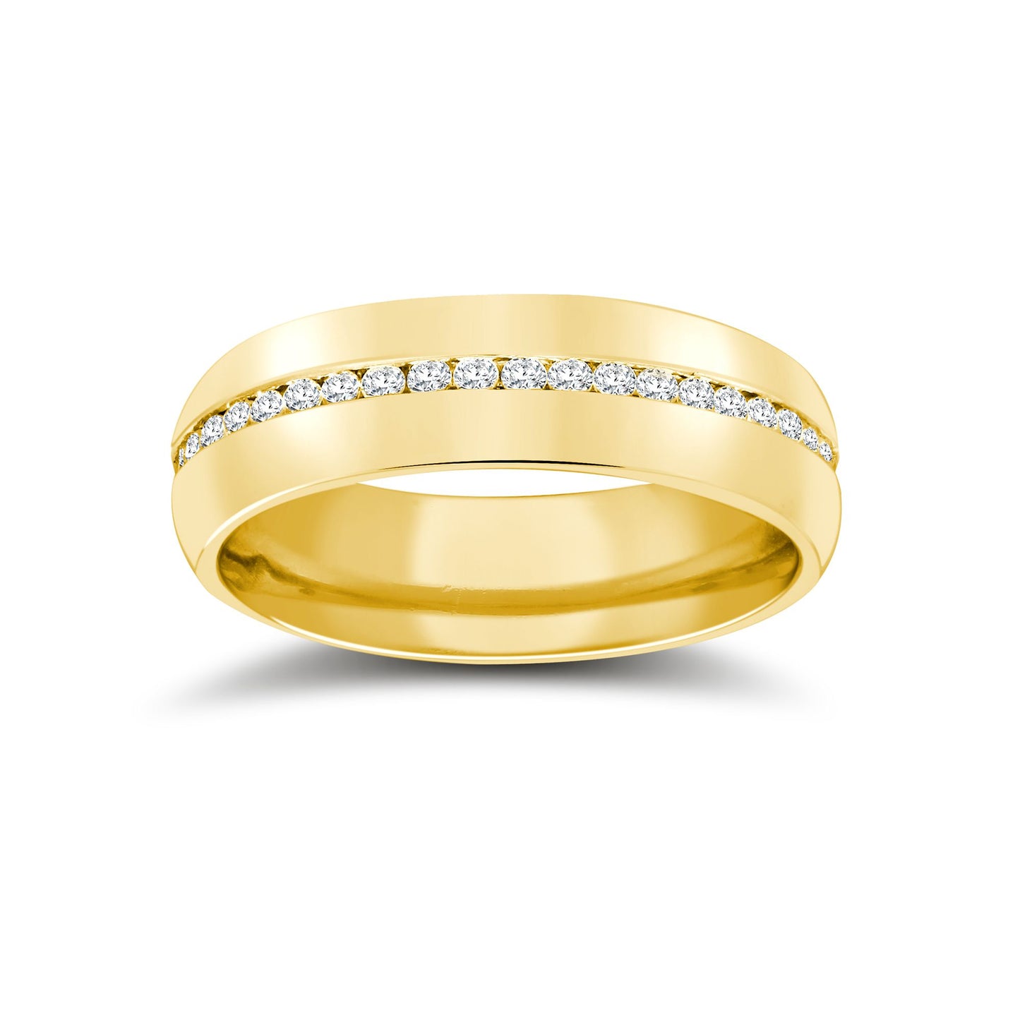 18ct Yellow Gold RBC Court Natural Diamond Wedding Band Fully Set - 5mm - 50pts