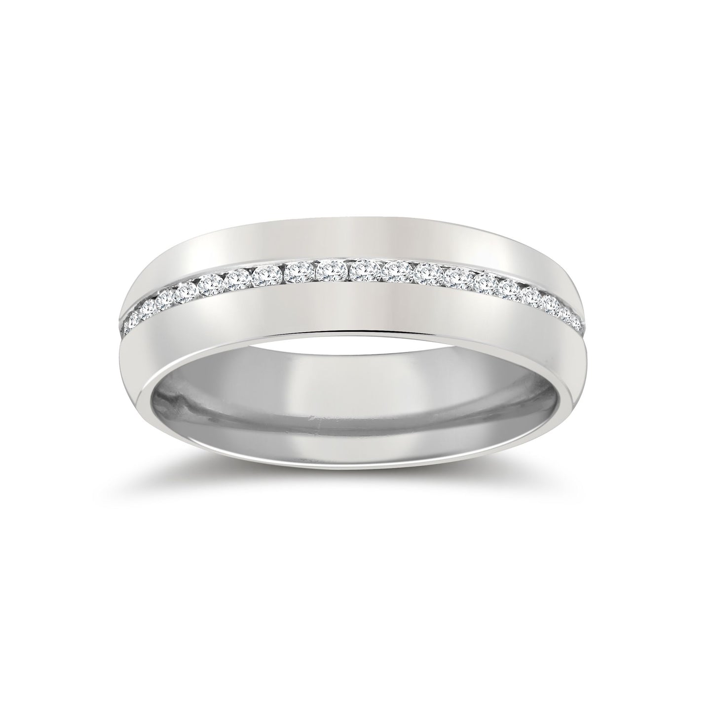 18ct White Gold RBC Court Natural Diamond Wedding Band Fully Set - 4mm - 50pts
