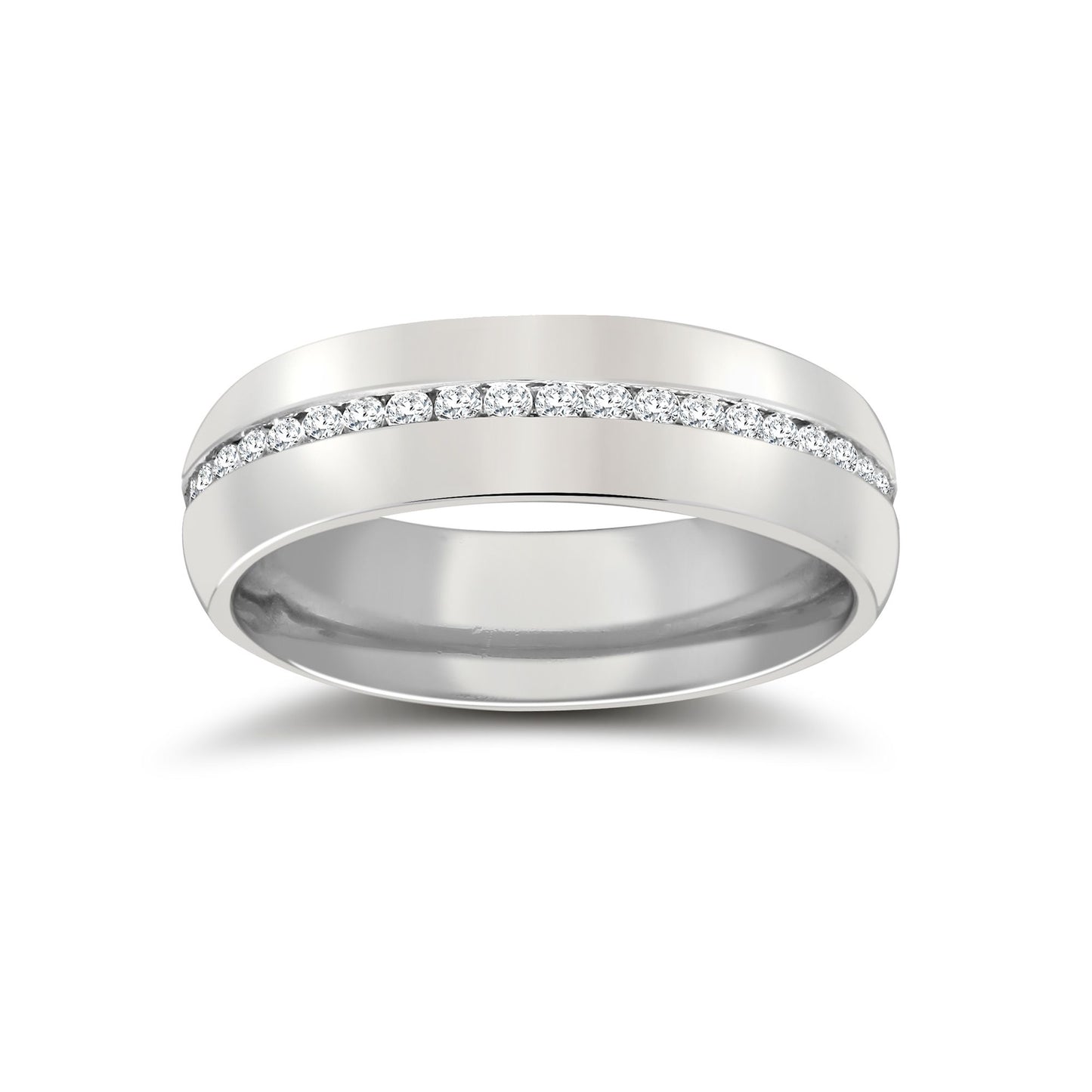 18ct White Gold RBC Court Natural Diamond Wedding Band Fully Set - 5mm - 50pts