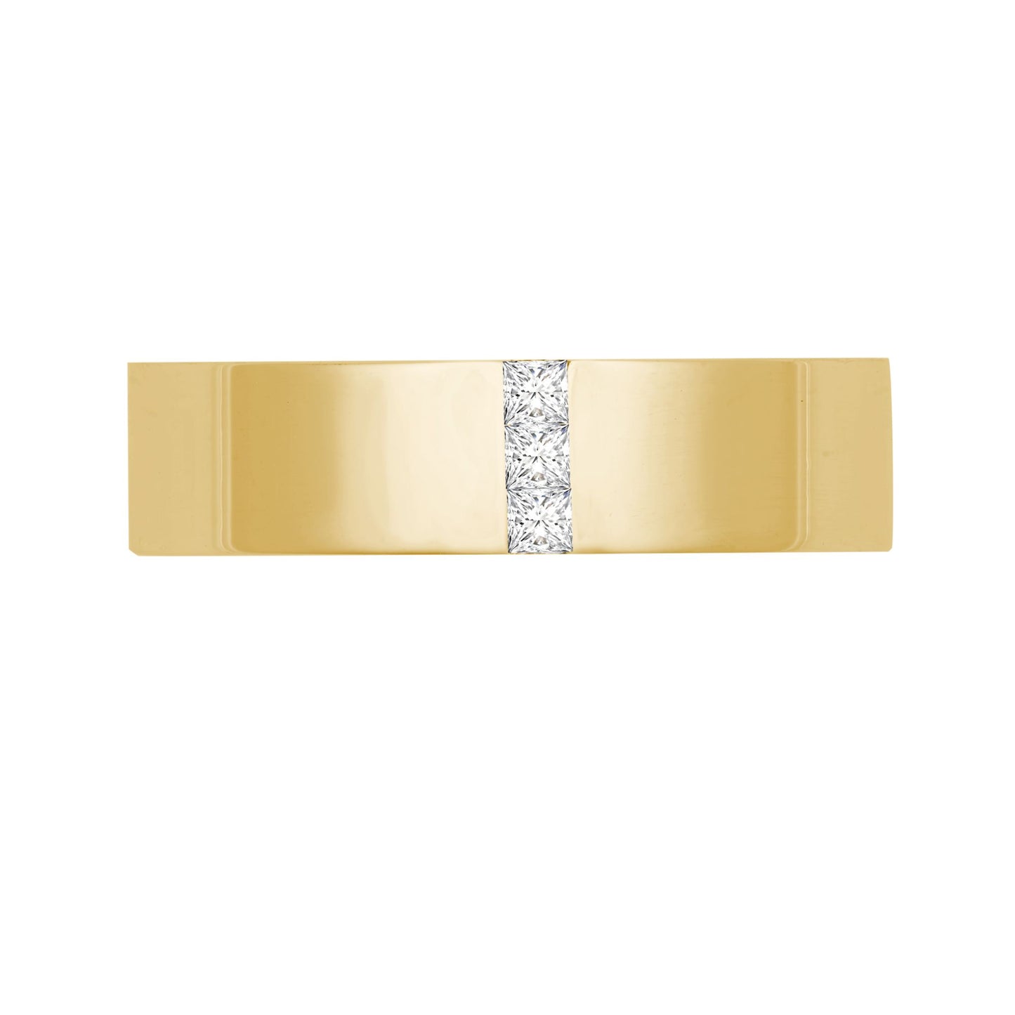 18ct Gold Yellow Natural Diamond Rubover set Wedding Ring